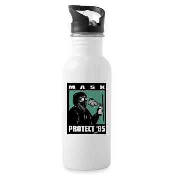 Maskierter Rebellen Sprayer 85 - Trinkflasche mit integriertem Trinkhalm - Weiß - Rechts