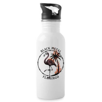 Black Metal Flamingo - Gothique Métal Flamant Rose - Gourde avec paille intégrée - blanc - Droite