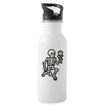 Squelette dansant avec Rose Halloween drôle - Gourde avec paille intégrée - blanc - Droite