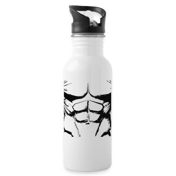 Anatomic Muscle Sketch - Cel Shaded Body Art - Water bottle with straw - white - Right