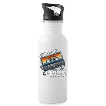 51st Birthday Gift Husband Wife March 1975 - Water bottle with straw - white - Right