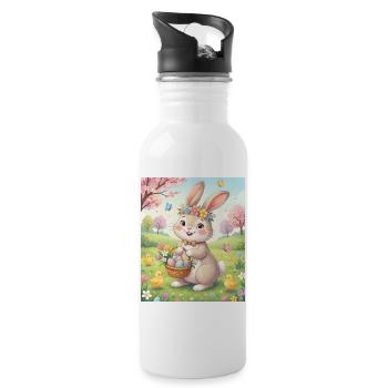 Lapin de Pâques - Gourde avec paille intégrée - blanc - Droite