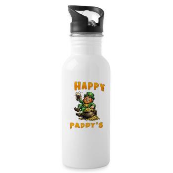 Happy Paddy's - Leprechaun with Beer and Gold - Water bottle with straw - white - Right