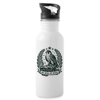 My Bird, Strong Bond | Falconry Bird of Prey - Water bottle with straw - white - Right