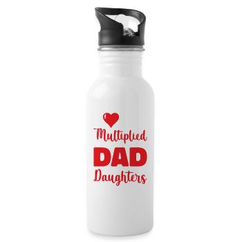 Dad father of three girls daughters - Water bottle with straw - white - Right