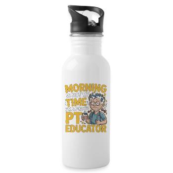 PT Educator Morning Is Not My Time Physiotherapy - Trinkflasche mit integriertem Trinkhalm - Weiß - Rechts