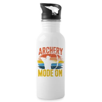 Archery Mode On Retro Sunset - Trinkflasche mit integriertem Trinkhalm - Weiß - Rechts
