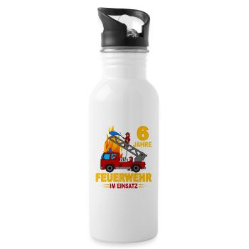 Fire brigade 6 years in action - Water bottle with straw - white - Right