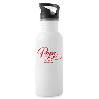 Papa est ma maison – cadeau pour papa - Gourde avec paille intégrée - blanc - Droite
