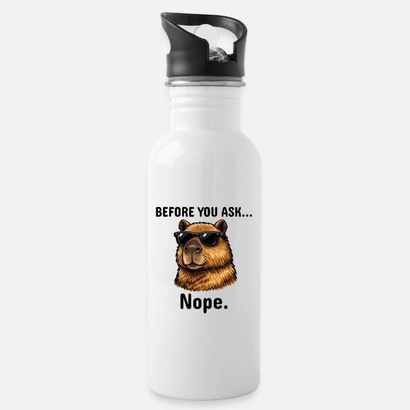 Capybara NOPE Not today Retro T-Shirt - Trinkflasche mit integriertem Trinkhalm - Weiß