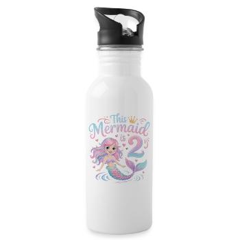 Meerjungfrau 2. Geburtstag 2 Jahre - Trinkflasche mit integriertem Trinkhalm - Weiß - Rechts