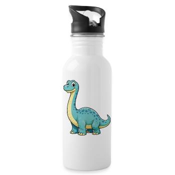 Cheerful cartoon dino for kids - Water bottle with straw - white - Right
