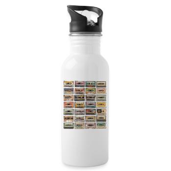 Cassette Tapes Retro 80s Music Mixtape - Water bottle with straw - white - Right