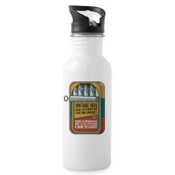 Vintage 1976 Sardinen Retro - Trinkflasche mit integriertem Trinkhalm - Weiß - Rechts