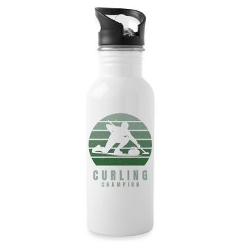 Champion de curling Sports d’hiver rétro vintage - Gourde avec paille intégrée - blanc - Droite