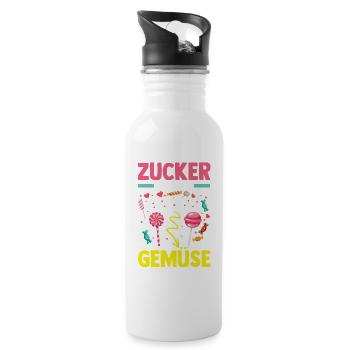 Süschigkeiten Naschkatze Süßes Mädchen - Trinkflasche mit integriertem Trinkhalm - Weiß - Rechts