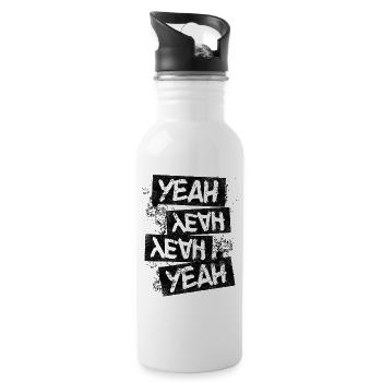 Grunge Yeah Rock Punk Distressed Text Graphic - Gourde avec paille intégrée - blanc - Droite
