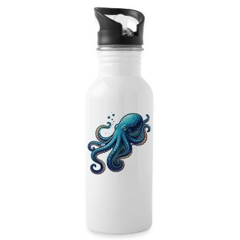 Niedlicher Oktopus Illustration Meer - Trinkflasche mit integriertem Trinkhalm - Weiß - Rechts
