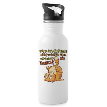 Comic Yoga Cat - Water bottle with straw - white - Right