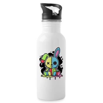 Goth Bunny Horror Rabbit Gothic Gruselig Gruselig - Trinkflasche mit integriertem Trinkhalm - Weiß - Rechts