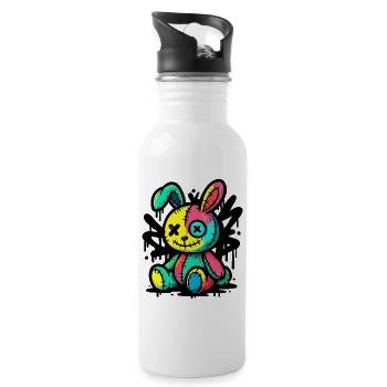 Goth Bunny Horror Rabbit Gothic Gruselig Gruselig - Trinkflasche mit integriertem Trinkhalm - Weiß - Rechts