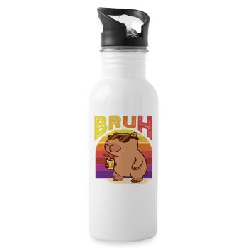 Bruh Capybaras Sunglasses Cute Funny Animal - Water bottle with straw - white - Right