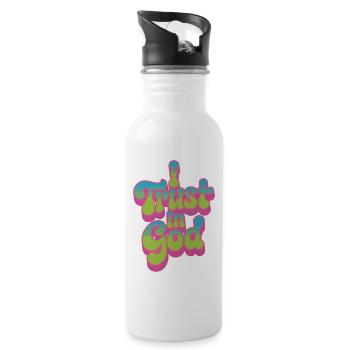 I Trust In God - Glaube Design - Trinkflasche mit integriertem Trinkhalm - Weiß - Rechts