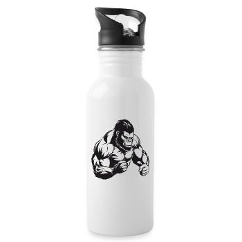 Gorilla Bodybuilding - Water bottle with straw - white - Right