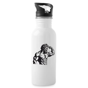 Griechischer Spartaner - Trinkflasche mit integriertem Trinkhalm - Weiß - Rechts