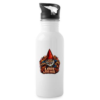 Evil Gnome, Dark Gnome, Goth Gnome, Funny Gnome - Water bottle with straw - white - Right