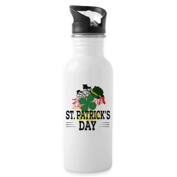 St Patrick's Day Shamrock Hat Graphic - Trinkflasche mit integriertem Trinkhalm - Weiß - Rechts