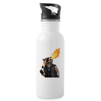 Fire Raider in Leather Look - Water bottle with straw - white - Right