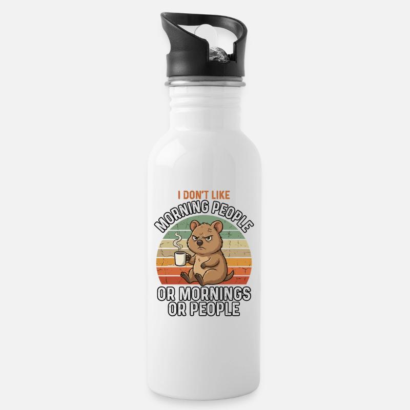 Quokka Kaffee Morgenmuffel Hasse Menschen - Gourde avec paille intégrée - blanc