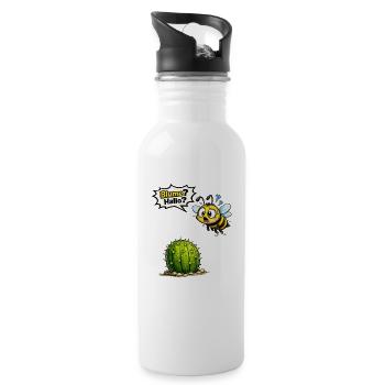 Funny Bee Saying Gift Motif - Water bottle with straw - white - Right