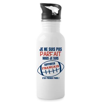 Supporter Rugby Français Humour - Water bottle with straw - white - Right