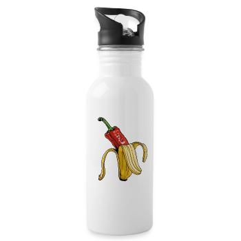Surreale Pepper-Banane Kunst - Trinkflasche mit integriertem Trinkhalm - Weiß - Rechts