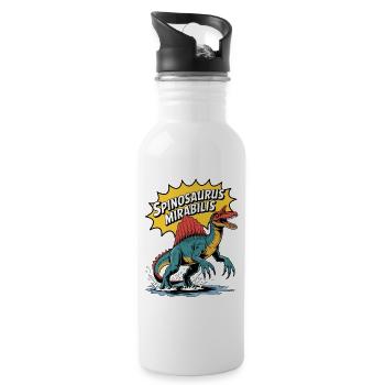 Neue Spinosaurus Mirabilis 2026 Entdeckung - Trinkflasche mit integriertem Trinkhalm - Weiß - Rechts