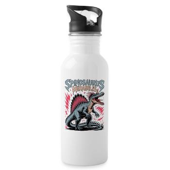 Neue Spinosaurus Mirabilis 2026 Entdeckung - Trinkflasche mit integriertem Trinkhalm - Weiß - Rechts