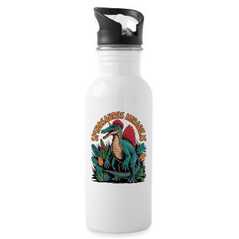 Neue Spinosaurus Mirabilis 2026 Entdeckung - Trinkflasche mit integriertem Trinkhalm - Weiß - Rechts