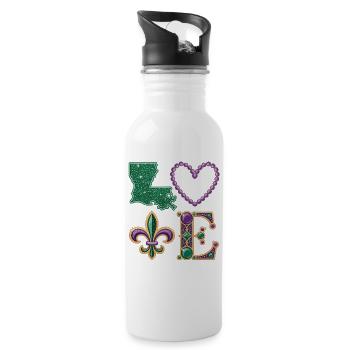 Mardi Gras Louisiana Shirt – Karneval Liebe - Trinkflasche mit integriertem Trinkhalm - Weiß - Rechts