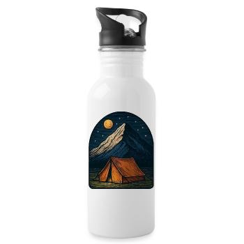 Bergnacht Zeltcamp - Trinkflasche mit integriertem Trinkhalm - Weiß - Rechts
