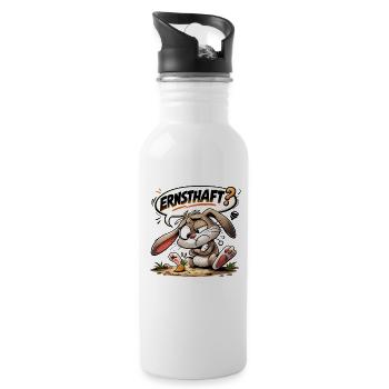 Easter Bunny Humor Motif Gift - Water bottle with straw - white - Right