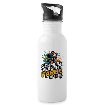  Schmerz Vergeht Farbe Bleibt Paintball Spruch Für - Trinkflasche mit integriertem Trinkhalm - Weiß - Rechts