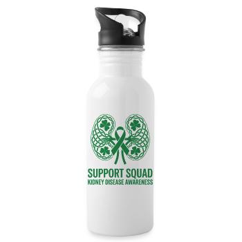 Logo des Nierenbewusstseinsunterstützungsteams - Trinkflasche mit integriertem Trinkhalm - Weiß - Rechts