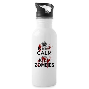 Reste calme Tuer les zombies costume divertente drôle - Gourde avec paille intégrée - blanc - Droite