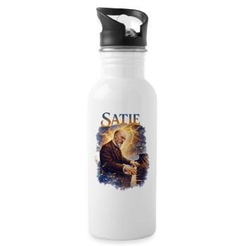 Sturmzeit Klavierkunst - Trinkflasche mit integriertem Trinkhalm - Weiß - Rechts