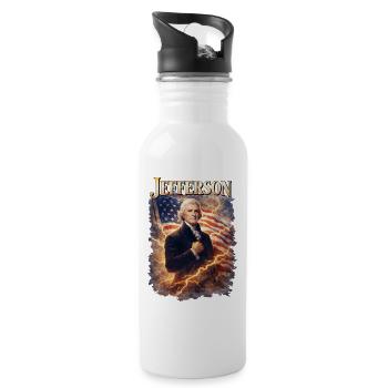 Jefferson Sturmflagge Portrait - Trinkflasche mit integriertem Trinkhalm - Weiß - Rechts