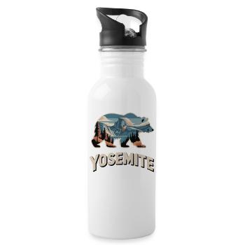 Yosemite Bear - National Park Outdoor Design - Water bottle with straw - white - Right