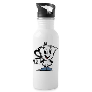 Vintage Mokkakanne Mascot - Trinkflasche mit integriertem Trinkhalm - Weiß - Rechts