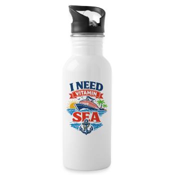 I Need Vitamin Sea | Cruise pun motif - Water bottle with straw - white - Right